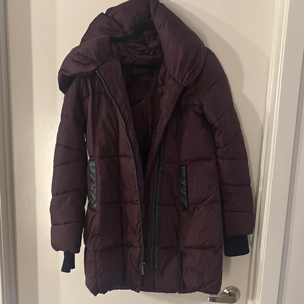 French Connection Purple Quilted Puffer Jacket with Hood